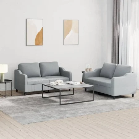 Sofa set with cushions 2 pieces light gray fabric by , Sofas - Ref: Foro24-3201802, Price: 408,39 €, Discount: %