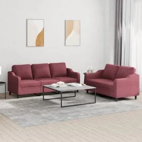 Sofa set with cushions 2 pieces red fabric by , Sofas - Ref: Foro24-3201840, Price: 510,02 €, Discount: %