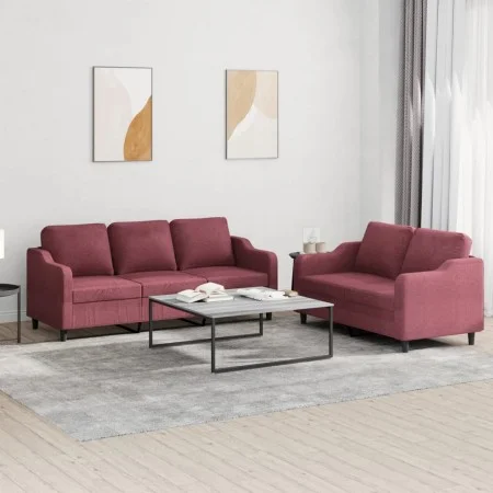 Sofa set with cushions 2 pieces red fabric by , Sofas - Ref: Foro24-3201840, Price: 510,02 €, Discount: %