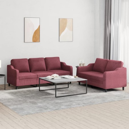 Sofagarnitur mit Kissen 2-teilig aus rotem Stoff von , Sofas - Ref: Foro24-3201840, Preis: 516,75 €, Rabatt: %