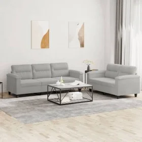 Sofa set with cushions 2 pieces light gray microfiber fabric by , Sofas - Ref: Foro24-3202339, Price: 585,54 €, Discount: %