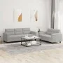 Sofa set with cushions 2 pieces light gray microfiber fabric by , Sofas - Ref: Foro24-3202339, Price: 585,54 €, Discount: %
