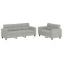 Sofa set with cushions 2 pieces light gray microfiber fabric by , Sofas - Ref: Foro24-3202339, Price: 595,86 €, Discount: %