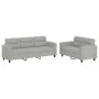 Sofagarnitur mit Kissen, 2-teilig, hellgrauer Mikrofaserstoff von , Sofas - Ref: Foro24-3202339, Preis: 585,54 €, Rabatt: %