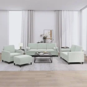 Sofa set with cushions 4 pieces light gray velvet by , Sofas - Ref: Foro24-3201964, Price: 636,67 €, Discount: %