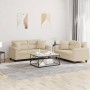 Sofa set with cushions 2 pieces cream microfiber fabric by , Sofas - Ref: Foro24-3202330, Price: 498,02 €, Discount: %