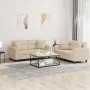 Sofa set with cushions 2 pieces cream microfiber fabric by , Sofas - Ref: Foro24-3202330, Price: 489,15 €, Discount: %