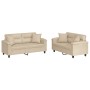 Sofa set with cushions 2 pieces cream microfiber fabric by , Sofas - Ref: Foro24-3202330, Price: 498,02 €, Discount: %