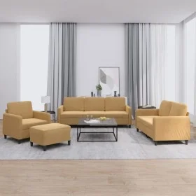 Brown velvet 4-piece sofa set by , Sofas - Ref: Foro24-3201951, Price: 657,50 €, Discount: %