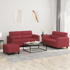 Red synthetic leather 3-piece sofa set with cushions by , Sofas - Ref: Foro24-3202370, Price: 526,48 €, Discount: %