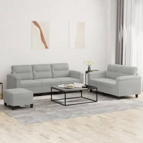Sofagarnitur mit Kissen, 3-teilig, hellgrauer Mikrofaserstoff von , Sofas - Ref: Foro24-3202345, Preis: 626,85 €, Rabatt: %