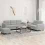 Sofa set with cushions 3 pieces light gray microfiber fabric by , Sofas - Ref: Foro24-3202345, Price: 626,85 €, Discount: %
