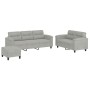 Sofa set with cushions 3 pieces light gray microfiber fabric by , Sofas - Ref: Foro24-3202345, Price: 637,83 €, Discount: %