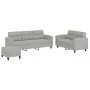 Sofa set with cushions 3 pieces light gray microfiber fabric by , Sofas - Ref: Foro24-3202345, Price: 626,85 €, Discount: %