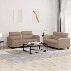 Cappuccino synthetic leather 2-piece sofa set with cushions by , Sofas - Ref: Foro24-3202366, Price: 454,63 €, Discount: %