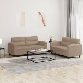 Cappuccino synthetic leather 2-piece sofa set with cushions by , Sofas - Ref: Foro24-3202366, Price: 447,75 €, Discount: %