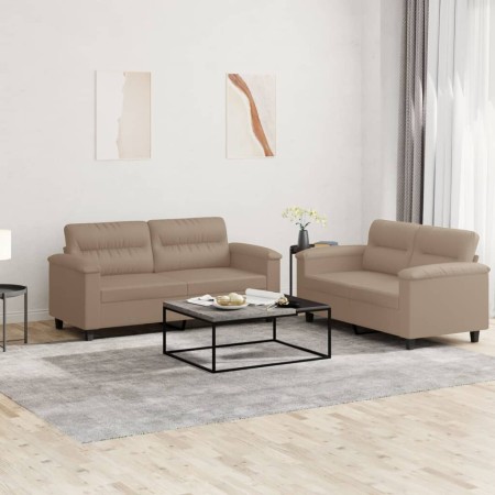 Cappuccino synthetic leather 2-piece sofa set with cushions by , Sofas - Ref: Foro24-3202366, Price: 454,63 €, Discount: %