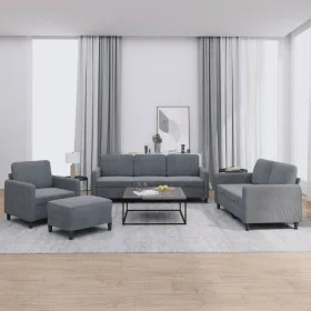 Dark gray velvet 4-piece sofa set by , Sofas - Ref: Foro24-3201945, Price: 644,37 €, Discount: %