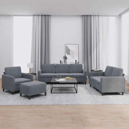 Dark gray velvet 4-piece sofa set by , Sofas - Ref: Foro24-3201945, Price: 630,65 €, Discount: %