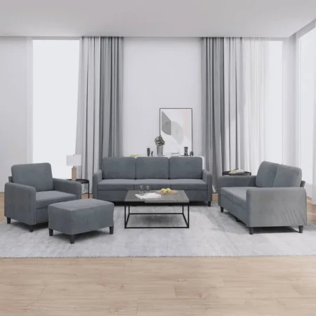 Dark gray velvet 4-piece sofa set by , Sofas - Ref: Foro24-3201945, Price: 644,37 €, Discount: %