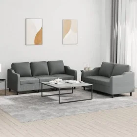 Sofa set with cushions 2 pieces dark gray fabric by , Sofas - Ref: Foro24-3201835, Price: 487,58 €, Discount: %