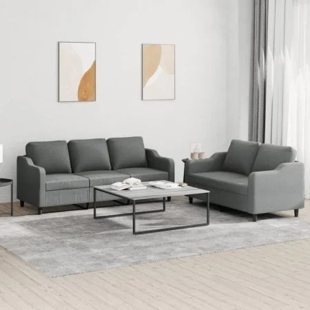 Sofa set with cushions 2 pieces dark gray fabric by , Sofas - Ref: Foro24-3201835, Price: 487,58 €, Discount: %