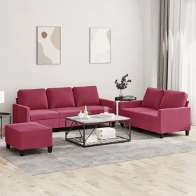 Juego de sofás con cojines 3 piezas terciopelo rojo tinto de , Sofás - Ref: Foro24-3201530, Precio: 472,34 €, Descuento: %