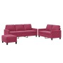 Dreiteilige Sofagarnitur aus rotem Samt mit Kissen von , Sofas - Ref: Foro24-3201530, Preis: 479,98 €, Rabatt: %