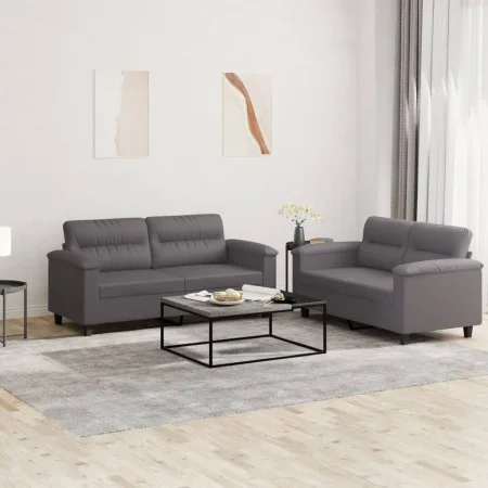Gray synthetic leather 2-piece sofa set with cushions by , Sofas - Ref: Foro24-3202364, Price: 448,99 €, Discount: %