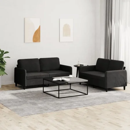 2-teilige Sofagarnitur aus schwarzem Samt von , Sofas - Ref: Foro24-3201979, Preis: 397,92 €, Rabatt: %