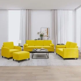 Juego de sofás con cojines 4 piezas terciopelo amarillo de , Sofás - Ref: Foro24-3201970, Precio: 728,95 €, Descuento: %
