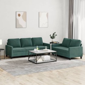 Dark green velvet 2-piece sofa set with cushions by , Sofas - Ref: Foro24-3201518, Price: 504,34 €, Discount: %