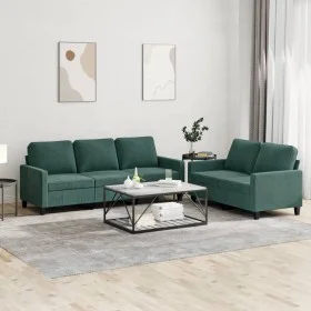 Dark green velvet 2-piece sofa set with cushions by , Sofas - Ref: Foro24-3201518, Price: 465,92 €, Discount: %