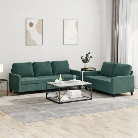 Dark green velvet 2-piece sofa set with cushions by , Sofas - Ref: Foro24-3201518, Price: 465,92 €, Discount: %