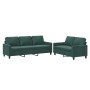 Zweiteilige Sofagarnitur aus dunkelgrünem Samt mit Kissen von , Sofas - Ref: Foro24-3201518, Preis: 504,34 €, Rabatt: %