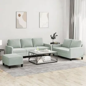 3-piece light gray velvet sofa set with cushions by , Sofas - Ref: Foro24-3201526, Price: 523,89 €, Discount: %
