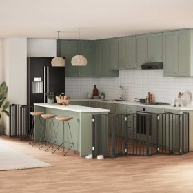 Puerta de perros plegable 12 paneles madera álamo negra 600 cm en Casetas y cercados para perros | Comprar online en Foro24