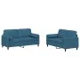 2-piece blue velvet sofa set with cushions by , Sofas - Ref: Foro24-3202003, Price: 516,91 €, Discount: %