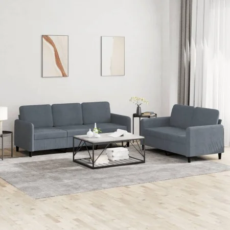 Zweiteilige Sofagarnitur aus dunkelgrauem Samt von , Sofas - Ref: Foro24-3202015, Preis: 459,72 €, Rabatt: %