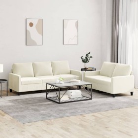 Cream velvet 2-piece sofa set with cushions by , Sofas - Ref: Foro24-3201524, Price: 574,12 €, Discount: %