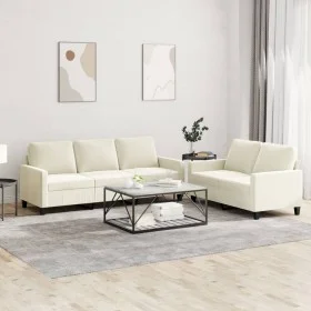 Zweiteilige Sofagarnitur aus cremefarbenem Samt mit Kissen von , Sofas - Ref: Foro24-3201524, Preis: 544,62 €, Rabatt: %