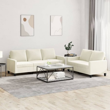 Juego de sofás con cojines 2 piezas terciopelo crema de , Sofás - Ref: Foro24-3201524, Precio: 574,12 €, Descuento: %