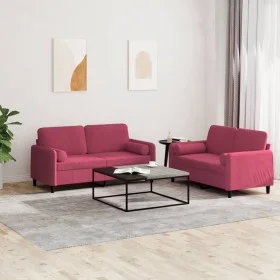 Sofa set with cushions 2 pieces red velvet by , Sofas - Ref: Foro24-3201998, Price: 483,43 €, Discount: %