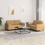 Brown velvet 2-piece sofa set with cushions by , Sofas - Ref: Foro24-3202001, Price: 455,14 €, Discount: %