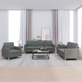 Sofa set with cushions 3 pieces dark gray fabric by , Sofas - Ref: Foro24-3202055, Price: 652,61 €, Discount: %