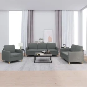 Sofa set with cushions 3 pieces dark gray fabric by , Sofas - Ref: Foro24-3202055, Price: 618,99 €, Discount: %