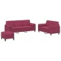 Red velvet 3-piece sofa set with cushions by , Sofas - Ref: Foro24-3202048, Price: 549,46 €, Discount: %