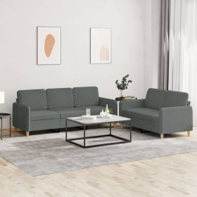 Sofa set with cushions 2 pieces dark gray fabric by , Sofas - Ref: Foro24-3202119, Price: 509,47 €, Discount: %