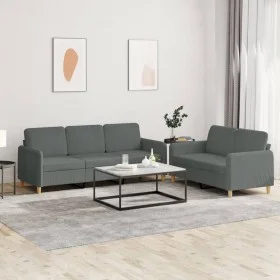 Sofa set with cushions 2 pieces dark gray fabric by , Sofas - Ref: Foro24-3202119, Price: 483,07 €, Discount: %