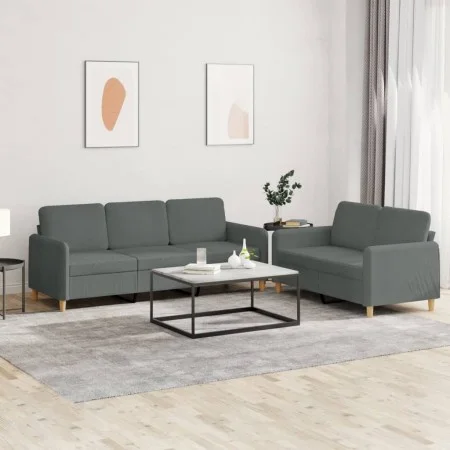 Sofagarnitur mit Kissen 2-teilig aus dunkelgrauem Stoff von , Sofas - Ref: Foro24-3202119, Preis: 491,70 €, Rabatt: %